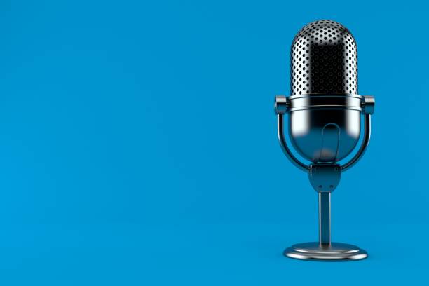 photo of a microphone on a blue background