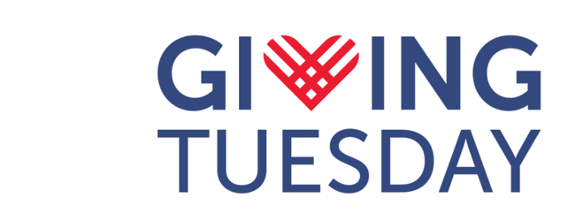 The words Giving Tuesday with a heart in the V of Giving.