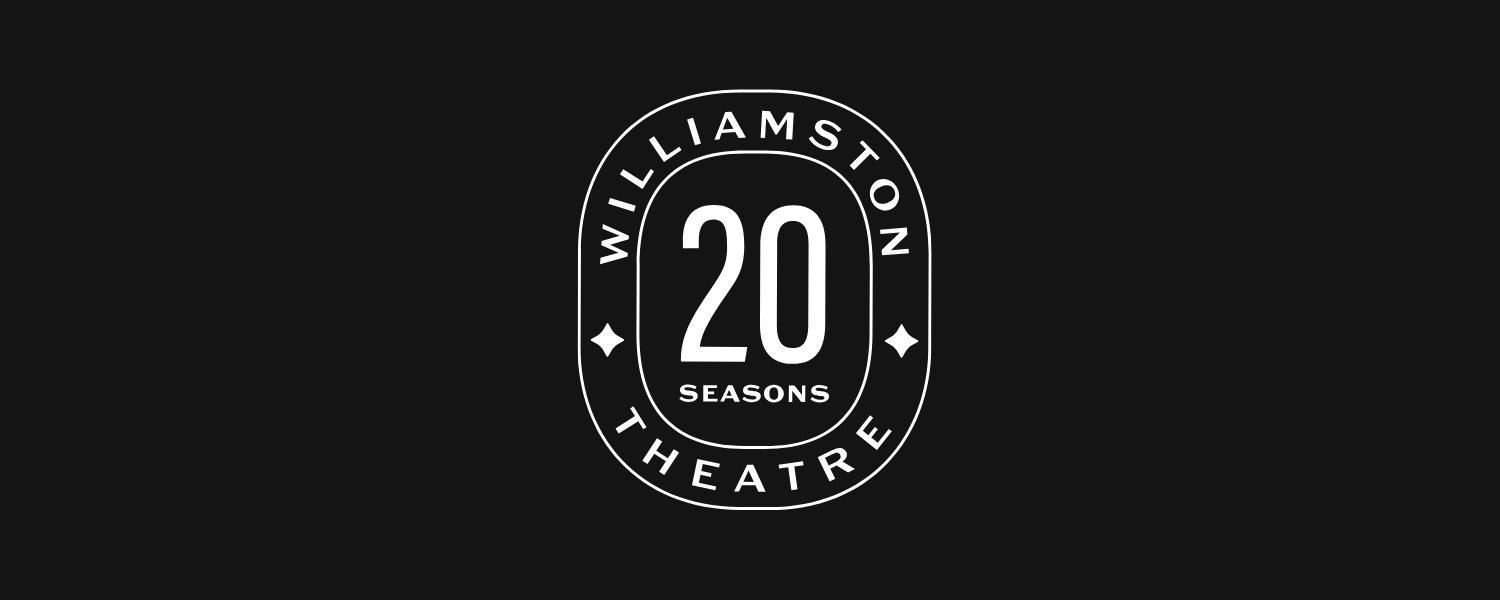 A circle with the words 20 Seasons in it, surrounded by a border with the words Williamston Theatre in it.