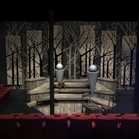 A scenic design of the woods