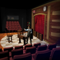 scenic design of a 1930s radio studio